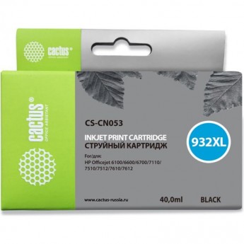 Струйный картридж CACTUS CS-CN053 (HP 932XL) для HP OfficeJet 6100 (H611a), 6100 ePrinter, 6600 (H711a, H711g), 6700 (H711n), 6700 Premium e-AiO, 7110 WF ePrinter, 7110 (H812a), 7510 e-AiO, 7610 WF e-AiO, увеличенной емкости, черный, 40 мл Струйный картридж CACTUS CS-CN053 (HP 932XL) для HP OfficeJet 6100 (H611a), 6100 ePrinter, 6600 (H711a, H711g), 6700 (H711n), 6700 Premium e-AiO, 7110 WF ePrinter, 7110 (H812a), 7510 e-AiO, 7610 WF e-AiO, увеличенной емкости, черный, 40 мл