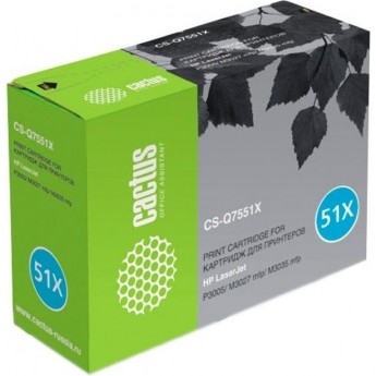 Лазерный картридж CACTUS CS-Q7551X (HP 51X) для HP LaserJet M3027 MFP, M3027x MFP, M3035 MFP, M3035x MFP, M3035xs MFP, P3005, P3005d, P3005dn, P3005dtn, P3005n, P3005x, черный, увеличенной емкости, 13 000 стр. Лазерный картридж CACTUS CS-Q7551X (HP 51X) для HP LaserJet M3027 MFP, M3027x MFP, M3035 MFP, M3035x MFP, M3035xs MFP, P3005, P3005d, P3005dn, P3005dtn, P3005n, P3005x, черный, увеличенной емкости, 13 000 стр.