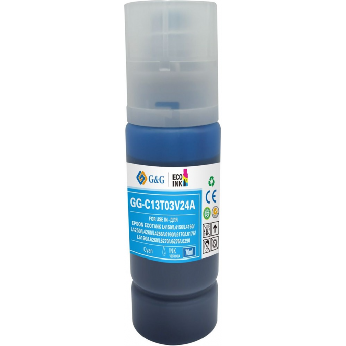 Чернила CACTUS 101C голубой, для Epson L4150, L4160, L6160, L6170, 70 мл GG-C13T03V24A Чернила CACTUS 101C голубой, для Epson L4150, L4160, L6160, L6170, 70 мл GG-C13T03V24A