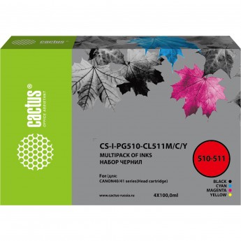 Чернила CACTUS CS-I-PG510-CL511 для Canon Pixma MP240, MP250, MP260, MP270, набор, черный/голубой/пурпурный/желтый, 4x100 мл Чернила CACTUS CS-I-PG510-CL511 для Canon Pixma MP240, MP250, MP260, MP270, набор, черный/голубой/пурпурный/желтый, 4x100 мл