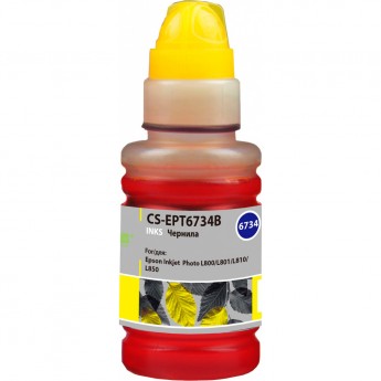 Чернила CACTUS CS-EPT6734 для Epson L800, желтый, 100 мл Чернила CACTUS CS-EPT6734 для Epson L800, желтый, 100 мл
