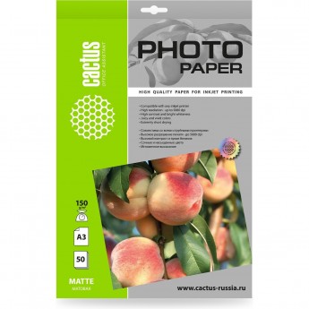Фотобумага CACTUS CS-MA315050 A3 150г/м2 белая матовая для струйной печати 50л Фотобумага CACTUS CS-MA315050 A3 150г/м2 белая матовая для струйной печати 50л