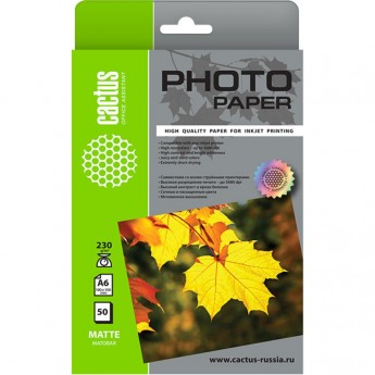 Фотобумага CACTUS CS-MA623050, формат 10x15, 230г/м2, белая Фотобумага CACTUS CS-MA623050, формат 10x15, 230г/м2, белая