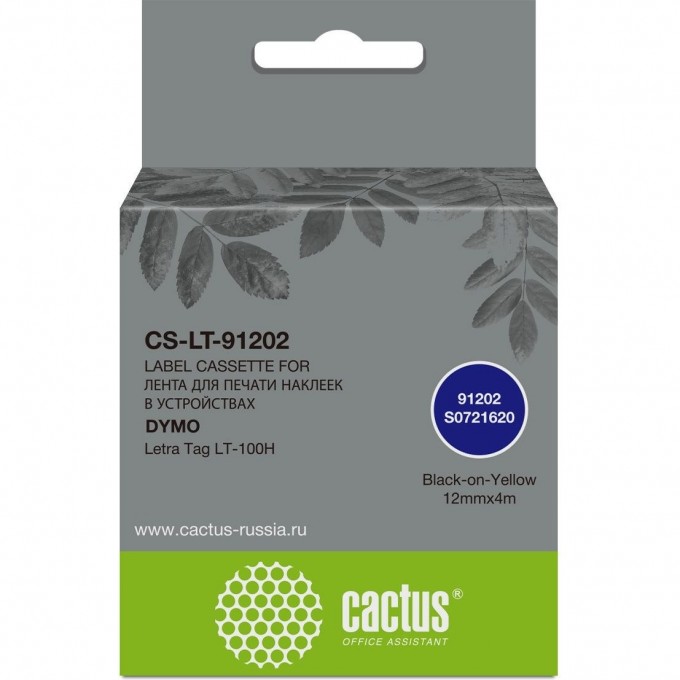 Картридж ленточный CACTUS (91202) черный/желтый для Dymo Letra Tag LT-100H cs-lt-91202 Картридж ленточный CACTUS (91202) черный/желтый для Dymo Letra Tag LT-100H cs-lt-91202
