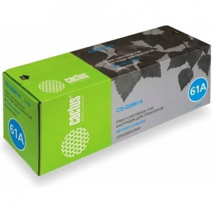 Лазерный картридж CACTUS CS-Q3961AR (HP 122A) для HP Color LaserJet 2550, 2550l, 2550ln, 2550n, 2820, 2830, 2840, голубой, 4 000 стр. CS-Q3961AR-1