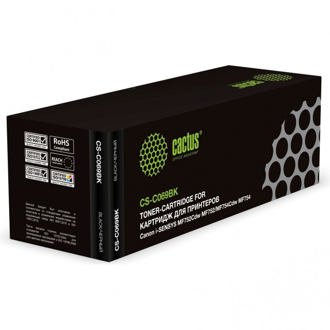 Лазерный картридж CACTUS для Canon i-SENSYS MF752Cdw MF752, MF754Cdw MF754 1'900 стр черный cs-c069bk Лазерный картридж CACTUS для Canon i-SENSYS MF752Cdw MF752, MF754Cdw MF754 1'900 стр черный cs-c069bk