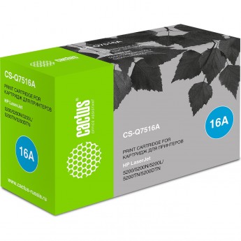 Лазерный картридж CACTUS CS-Q7516A (HP 16A) для принтеров HP LaserJet 5200, 5200dtn, 5200tn, 5200l, 5200n, 5200lx, черный, 12 000 стр. Лазерный картридж CACTUS CS-Q7516A (HP 16A) для принтеров HP LaserJet 5200, 5200dtn, 5200tn, 5200l, 5200n, 5200lx, черный, 12 000 стр.