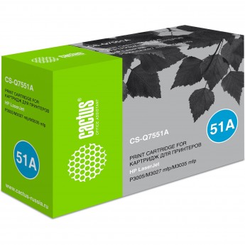 Лазерный картридж CACTUS CS-Q7551A (HP 51A) для HP LaserJet M3027 MFP, M3027x MFP, M3035 MFP, M3035x MFP, M3035xs MFP, P3005, P3005d, P3005dn, P3005dtn, P3005n, P3005x, черный, 6 500 стр. Лазерный картридж CACTUS CS-Q7551A (HP 51A) для HP LaserJet M3027 MFP, M3027x MFP, M3035 MFP, M3035x MFP, M3035xs MFP, P3005, P3005d, P3005dn, P3005dtn, P3005n, P3005x, черный, 6 500 стр.