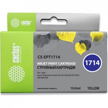 Струйный картридж CACTUS CS-EPT1714 (17XL) для принтеров Epson Expression Home XP-33, XP-103, XP-203, XP-207, XP-303, XP-306, XP-313, XP-323, XP-403, XP-406, XP-413, XP-423, желтый, 10 мл