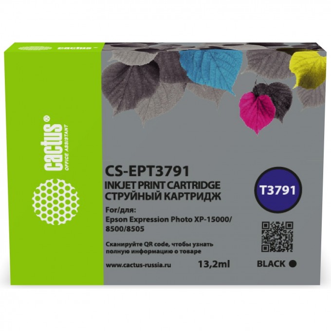 Струйный картридж CACTUS (378XL) для Epson Expression Photo XP-8500, XP-8505, XP-8600 черный cs-ept3791 Струйный картридж CACTUS (378XL) для Epson Expression Photo XP-8500, XP-8505, XP-8600 черный cs-ept3791