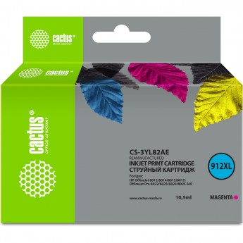Струйный картридж CACTUS CS-3YL82AE (912XL) для HP OfficeJet 8012, 8014, 8015, 8017; OfficeJet Pro 8022, 8023, 8024, 8025 AIO, пурпурный, 10.5 мл Струйный картридж CACTUS CS-3YL82AE (912XL) для HP OfficeJet 8012, 8014, 8015, 8017; OfficeJet Pro 8022, 8023, 8024, 8025 AIO, пурпурный, 10.5 мл