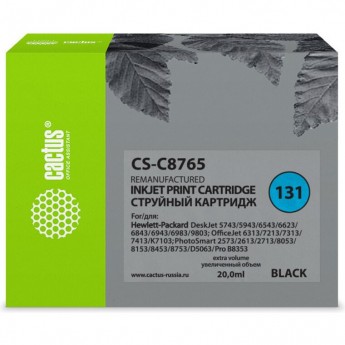 Струйный картридж CACTUS CS-C8765 (HP 131) для HP DeskJet 5740, 6540, 9800; OfficeJet 100, K7100; PhotoSmart 2570, 7850, 8050, 8100, 8700, С3100, D5060, PRO B8350; PSC 1600, 1610, 2350, черный, 20 мл Струйный картридж CACTUS CS-C8765 (HP 131) для HP DeskJet 5740, 6540, 9800; OfficeJet 100, K7100; PhotoSmart 2570, 7850, 8050, 8100, 8700, С3100, D5060, PRO B8350; PSC 1600, 1610, 2350, черный, 20 мл