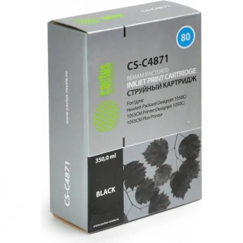 Струйный картридж CACTUS CS-C4871 (HP 80) для HP DesignJet 1000 series, 1050, 1050C, 1050C Plus, 1055, 1055CM, 1055CM Plus, черный, 350 мл. Струйный картридж CACTUS CS-C4871 (HP 80) для HP DesignJet 1000 series, 1050, 1050C, 1050C Plus, 1055, 1055CM, 1055CM Plus, черный, 350 мл.