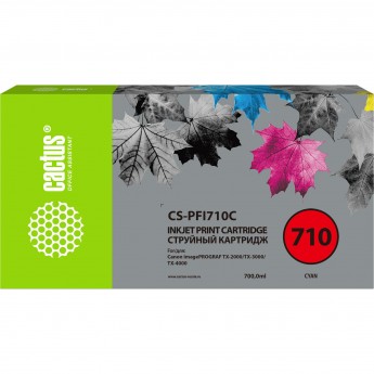 Струйный картридж CACTUS CS-PFI710C (PFI-710C) для Canon imagePROGRAF TX-2000, TX-3000, TX-4000, голубой, 700 мл Струйный картридж CACTUS CS-PFI710C (PFI-710C) для Canon imagePROGRAF TX-2000, TX-3000, TX-4000, голубой, 700 мл
