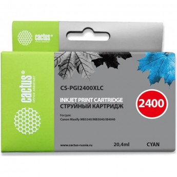Струйный картридж CACTUS CS-PGI2400XLC (PGI-2400XL C) для Canon MAXIFY iB4040, iB4140, MB5040, MB5140, MB5340, MB5440, голубой, 20,4 мл Струйный картридж CACTUS CS-PGI2400XLC (PGI-2400XL C) для Canon MAXIFY iB4040, iB4140, MB5040, MB5140, MB5340, MB5440, голубой, 20,4 мл